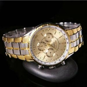 Gold Men&#039;s Luxury Stainless Steel Watches Date Dial Analog Quartz Wrist Watch US